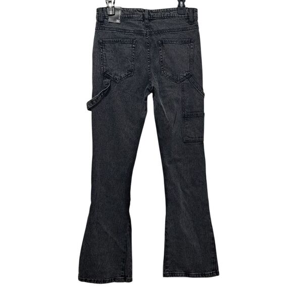 Reason Two Tone Gothic Western Skinny Flare Denim Jeans Size 32W Charcoal NWT - Picture 4 of 13